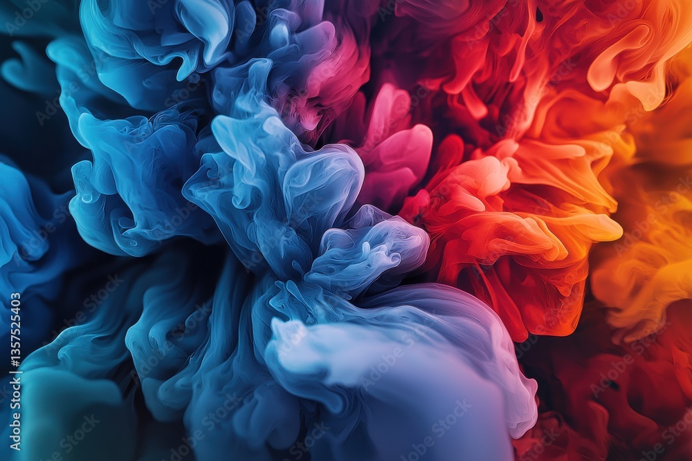 Poster abstract, swirling clouds of blue, red, and orange colors create a dynamic and mesmerizing backgroun