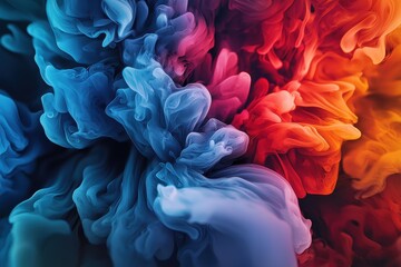 Obraz premium Abstract, swirling clouds of blue, red, and orange colors create a dynamic and mesmerizing background, perfect for adding a touch of creativity and artistic flair to any project.