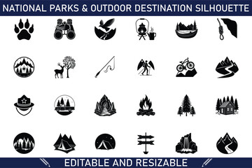 National Parks Icons Camping, Hiking, Wildlife, and Outdoor Adventures
