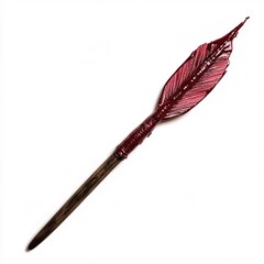 Isolated Maroon Arrow Design with Artistic Paint Effects Set on White