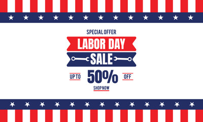 USA labor day sale background promotion advertising banner template with american flag and balloons.