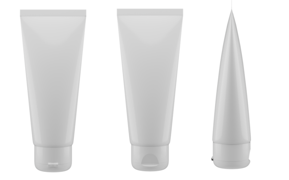 cosmetic tube isolated on white with different side isolated mockup tamplate package dusign.