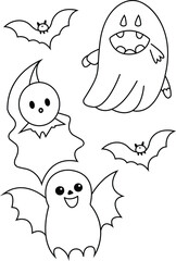 Halloween line art hand drawn coloring page
