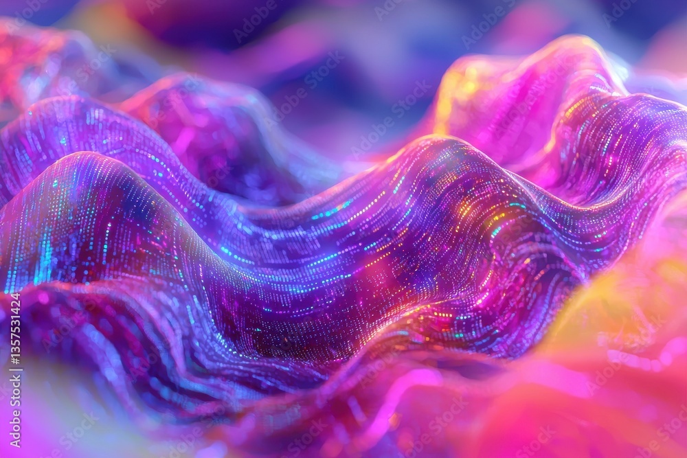Poster vibrant abstract surface with glowing lines and digital patterns, creating a futuristic and technolo