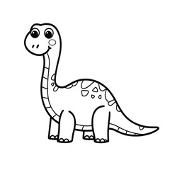 Fototapeta premium Cute Dinosaur Vector Set, Black and White Cartoon Dinosaurs, Adorable Prehistoric Animal Illustrations