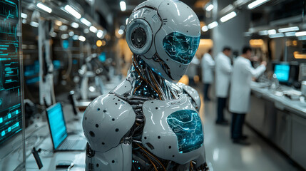 Next-Gen AI: Humanoid Robot in Research Lab