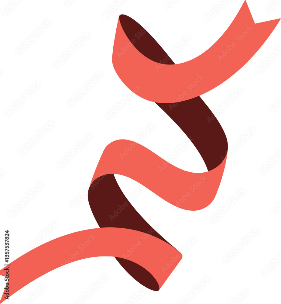 Poster a dynamic swirling ribbon design in vibrant coral and deep brown flat vector art showcasing movement