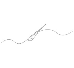 Screwdriver outline drawing illustration. Continuous line draw construction tool vector.