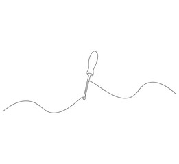 Screwdriver outline drawing illustration. Continuous line draw construction tool vector.