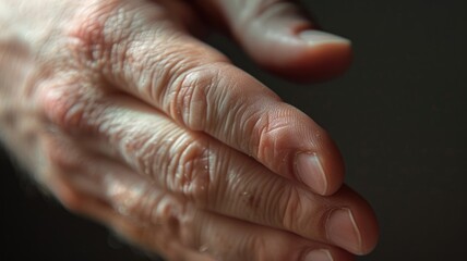 Fototapeta premium Close-up of elderly hand showcasing aging skin texture and wrinkles