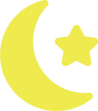 Crescent Moon and Star Flat Icon