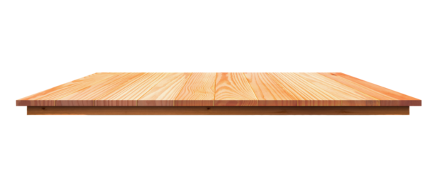Wood countertop or long wooden table isolated on transparent background in vintage design, Empty interior kitchen counter mockup for product display presentation, png file