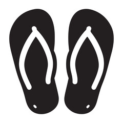 Simple Black and White Flip Flops Beach Icon Vector Graphic