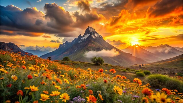 Majestic Ras Dashen Mountain Double Exposure: Ethiopian Highlands Landscape