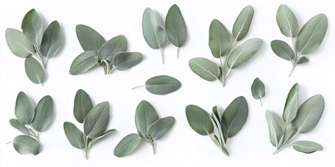 Natural sage leaves isolated elegantly for culinary and design purposes