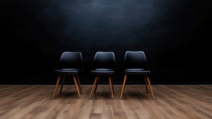 Empty black chairs in a dark room
