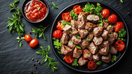 Seared Beef Cubes with Cherry Tomatoes