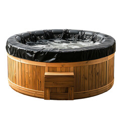 a wooden hot tub with a isolated on transparent background