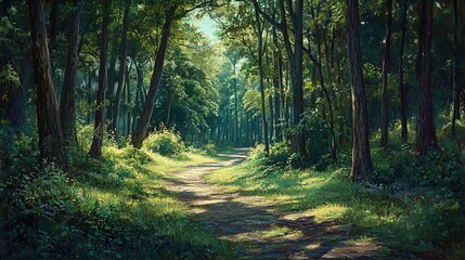 Fototapeta premium Sunlit Forest Path