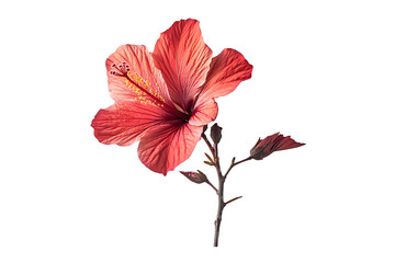 Beautiful Hibiscus Floral Detai Isolated on Transparent Background PNG Image.
