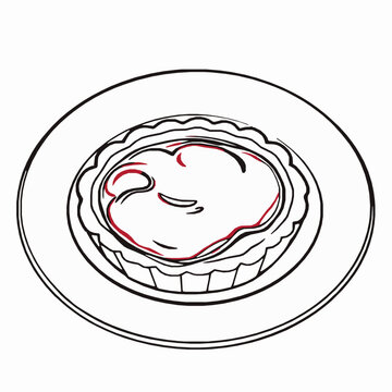 tart on plate, black and white sketch clip art preview