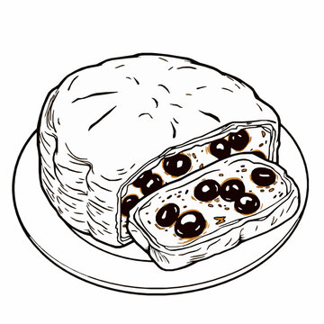 sliced bread with cherries on plate clip art preview