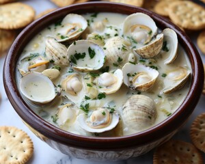 Creamy Clam Chowder with Crackers: A Delicious Seafood Delight