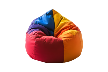 Cozy Multicolor Bean Bag Isolated on Transparent Background PNG Image.