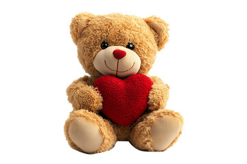Cute Valentine Teddy Bear Gift Isolated on Transparent Background PNG Image.