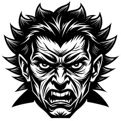 Angry Face Silhouette Vector