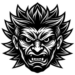 Angry Face Silhouette Vector