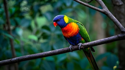 Rainbow lorikeet on a branch.