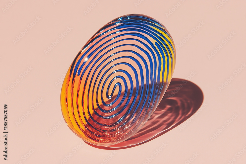Poster fingerprint with colors: artistic depiction of a colorful fingerprint, rendered with vibrant hues an