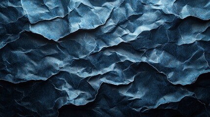 Fototapeta premium Textured deep blue crumpled paper background