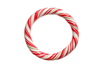 Sweet Holiday Candy Wreath Isolated on Transparent Background PNG.
