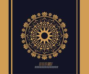 Circular pattern in the form of a mandala. Ornamental mandala with golden color arabesque floral pattern islamic east style Meditation element for India yoga. Ornament for decorating a greeting. 
