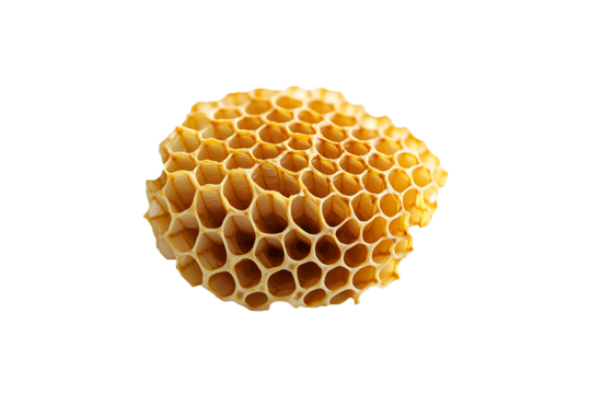 Sweet Honeycomb Hexagonal Structure Isolated on Transparent Background PNG.