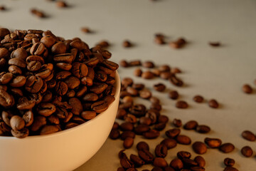 Richly roasted coffee beans create an inviting aroma in a cozy setting