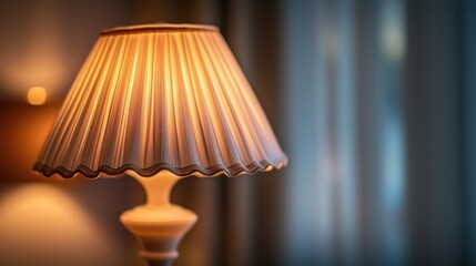 Illuminated pleated lampshade, bedroom, cozy, evening
