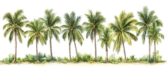 Fototapeta premium Tropical Palm Tree Border.