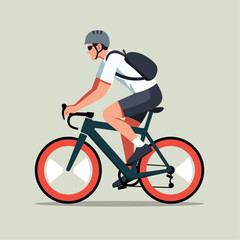 Obraz premium illustration of cyclist with helmet and backpack with a road bike