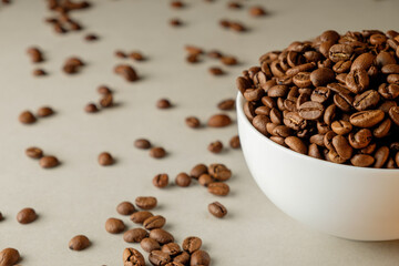 Discovering the rich aroma of freshly roasted coffee beans on a minimalist table
