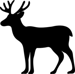 Deer Silhouette: Standing Stag with Antlers, Vector Graphic
