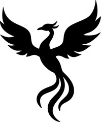 Phoenix Silhouette: Mythical Firebird, Vector Graphic