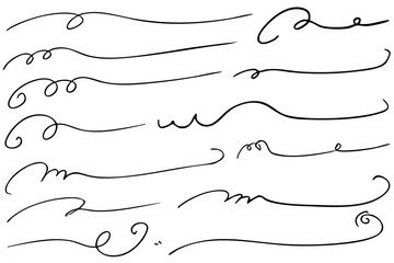 手描きの文字の下の線　アンダーラインセット　ベクター