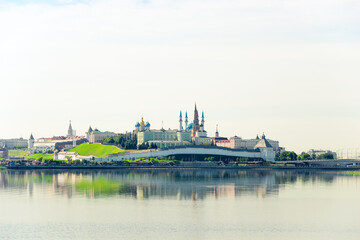 Picturesque view of the Kazan Kremlin and the Kazanka River. Russia