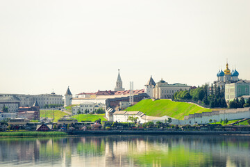 Fototapeta premium Cityscape of the embankment of the city of Kazan and the Kazan Kremlin. Russia