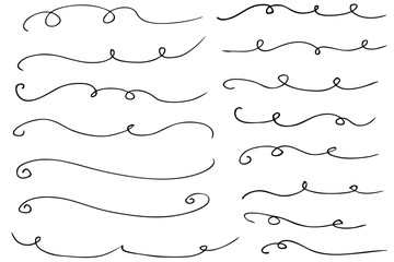 手描きの文字の下の線　アンダーラインセット　ベクター