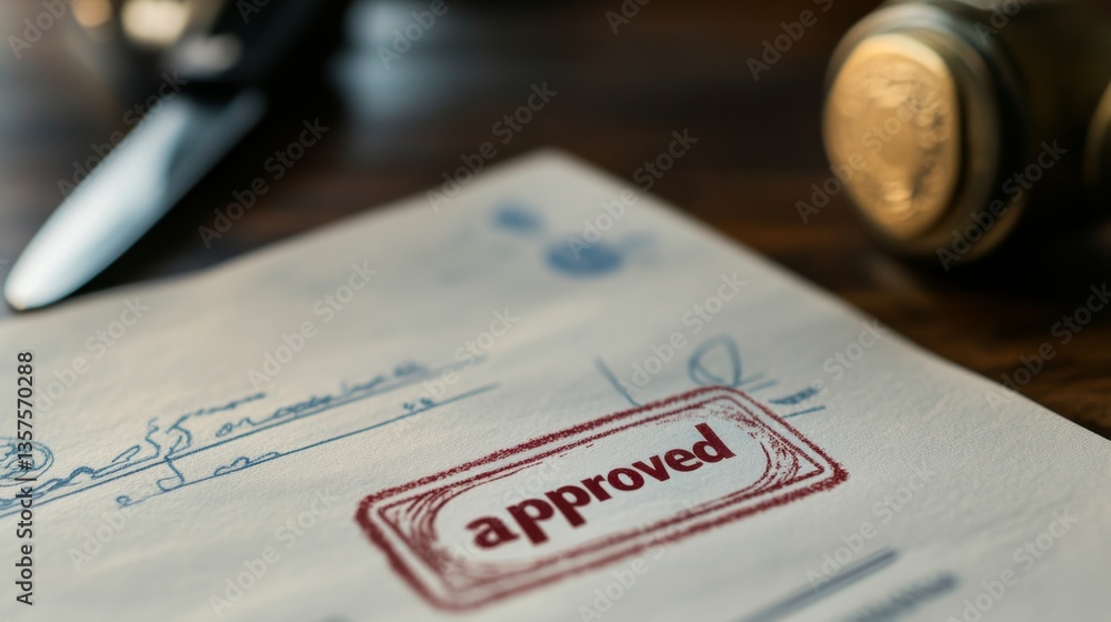 Poster contract approval process office document professional environment close-up view business efficiency