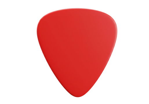 red color guitar pick mockup template, 3d illustration on isolated transparent background, 